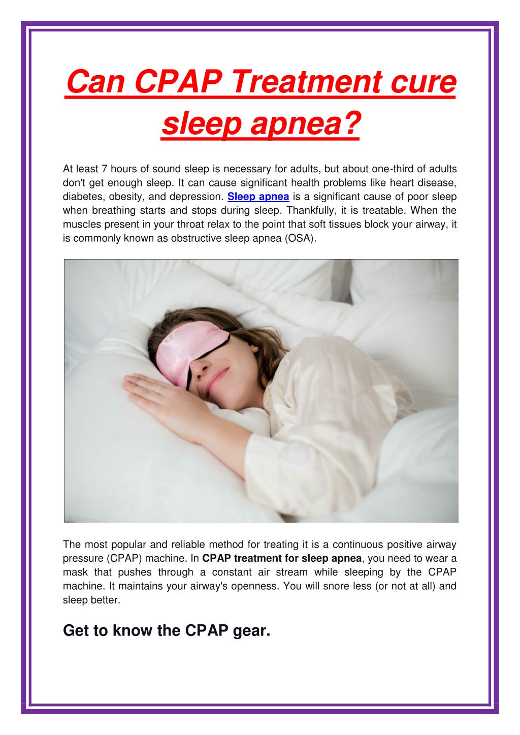 Ppt Can Cpap Treatment Cure Sleep Apnea Powerpoint Presentation Free Download Id 11400322