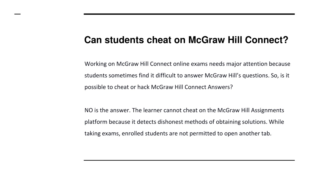 can mcgraw hill connect detect cheating on homework