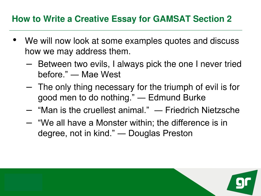 gamsat section 2 essay examples