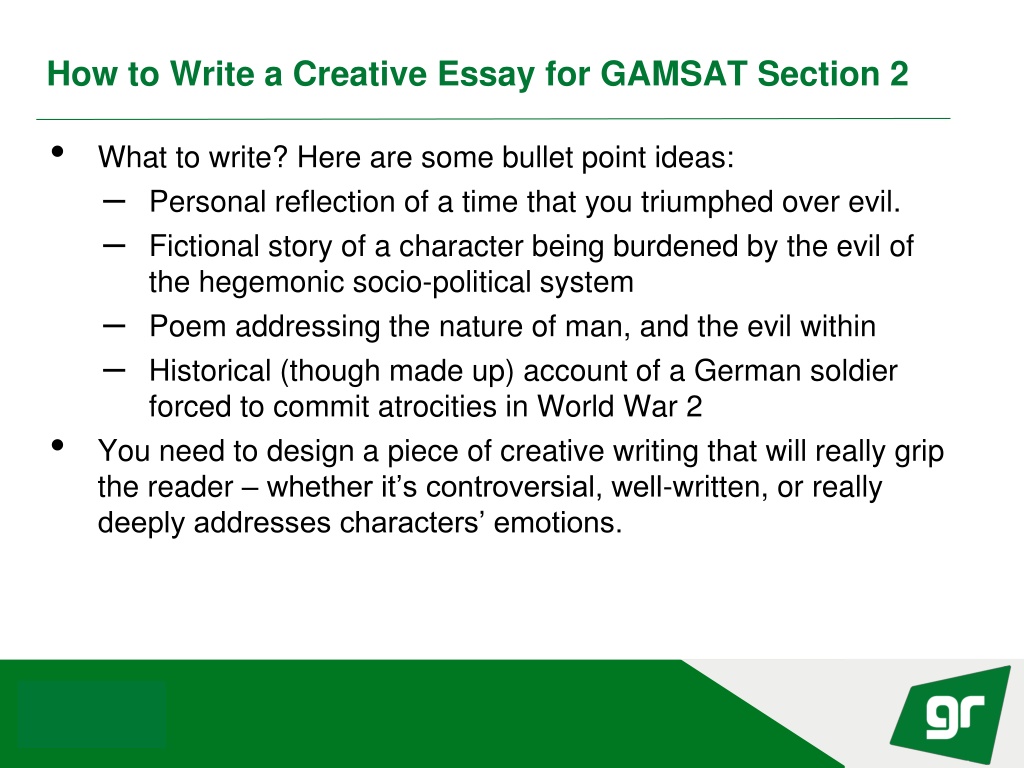 essay writing for gamsat