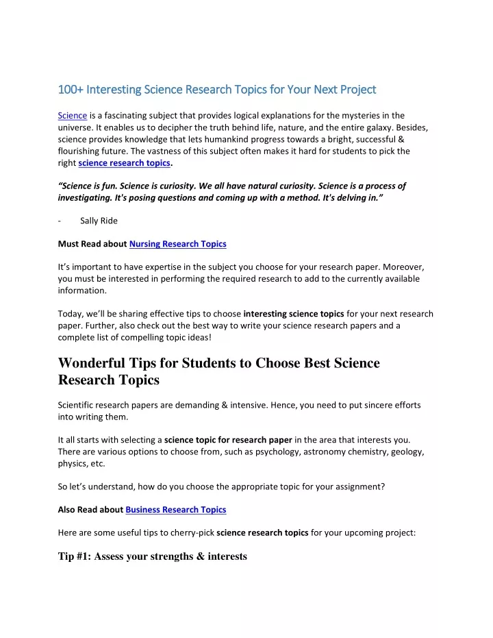 PPT 100 Jaw Dropping Science Research Topics For Awesome Scores 