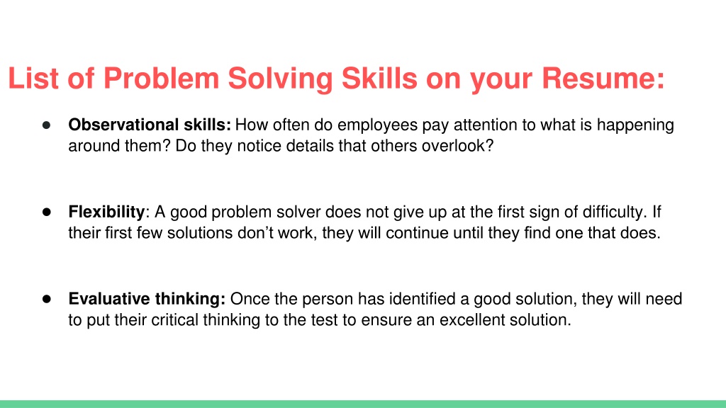 problem solving skills on resume