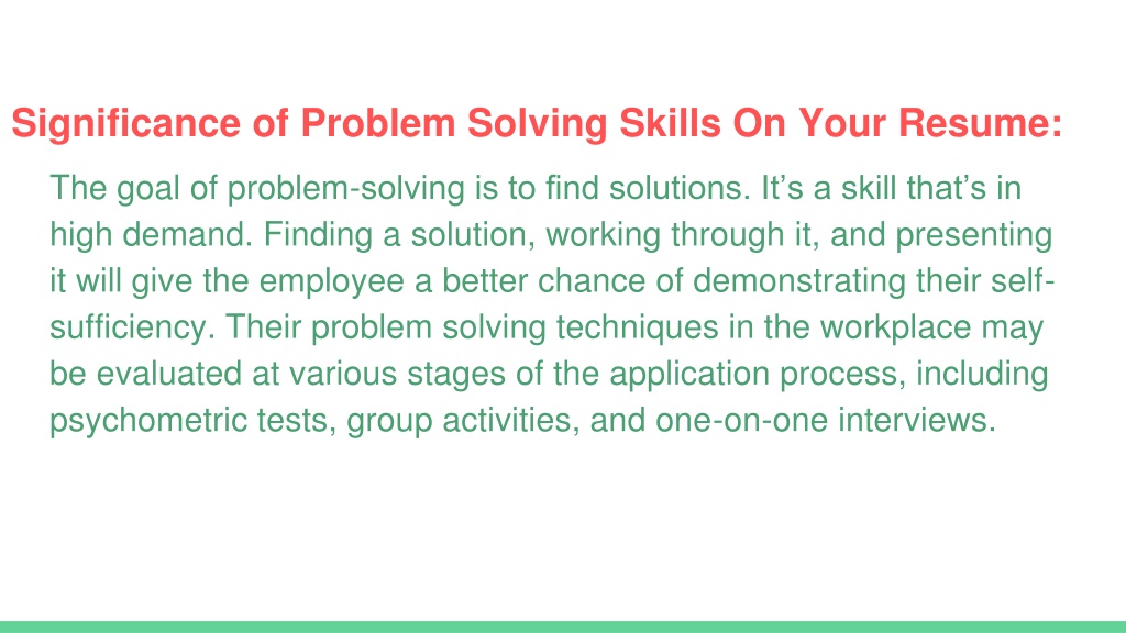 examples of problem solving skills for resume