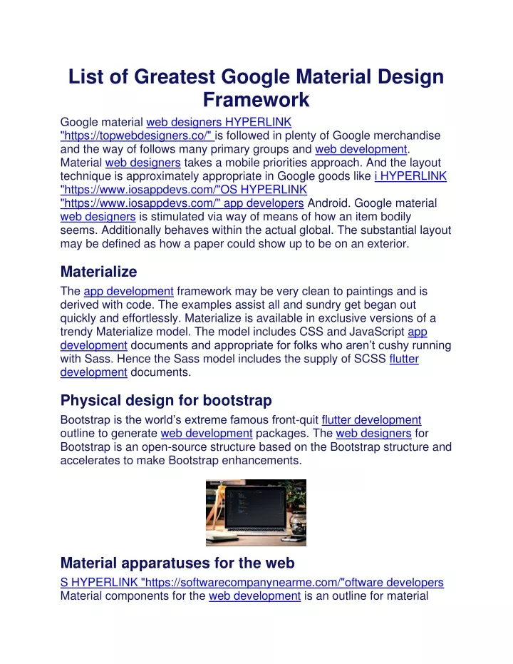 PPT List of Greatest Google Material Design Framework PowerPoint