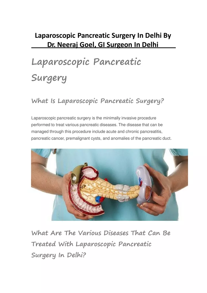 Ppt Laparoscopic Pancreatic Surgery In Delhi By Dr Neeraj Goel