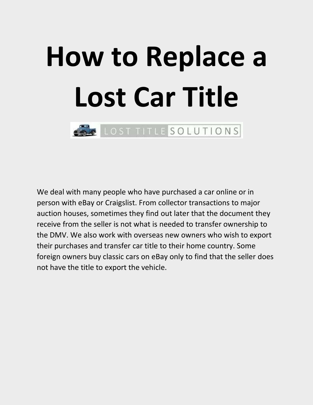 PPT - How To Replace A Lost Car Title PowerPoint Presentation, Free ...