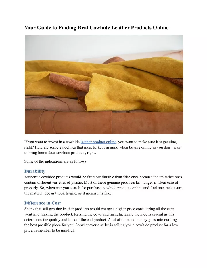 PPT Your Guide to Finding Real Cowhide Leather Products Online.docx