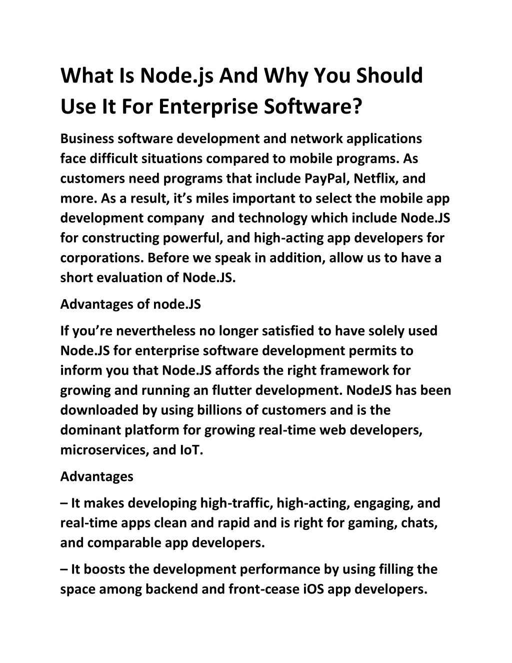 PPT - What Is Node.js And Why You Should Use It For Enterprise Software ...