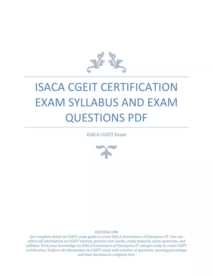 Valid CGEIT Exam Prep