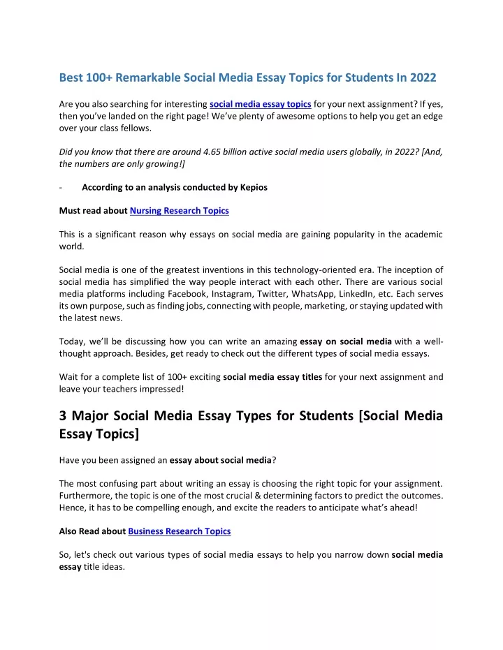 social media essay topics