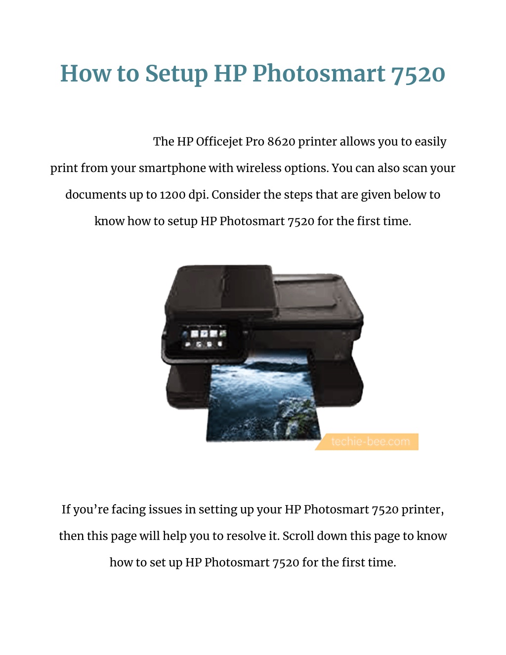 Ppt How To Setup Hp Photosmart 7520 Get Our Simple Instructions Powerpoint Presentation 7055