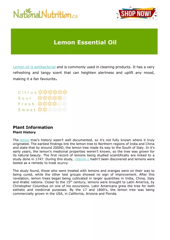 PPT Lemon Essential Oil PowerPoint Presentation, free download ID