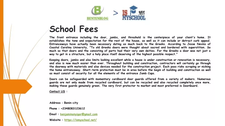 presentation school fees