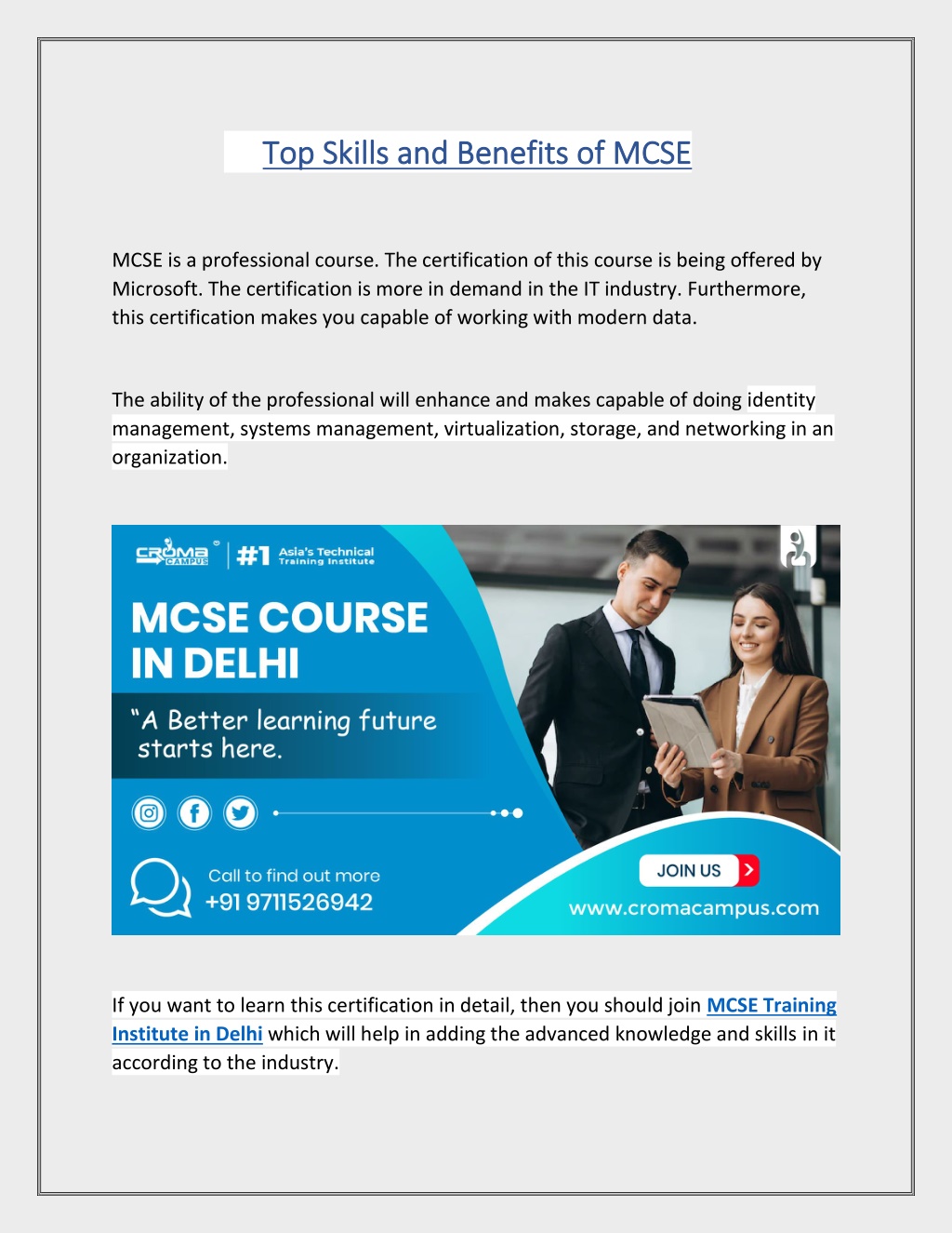 Ppt Top Skills And Benefits Of Mcse Powerpoint Presentation Free