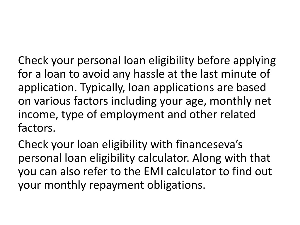 Personal Loan Eligibility