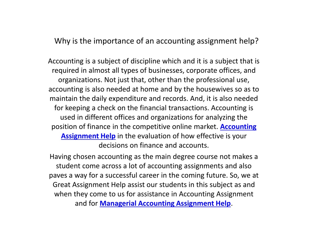 accounting assignment meaning