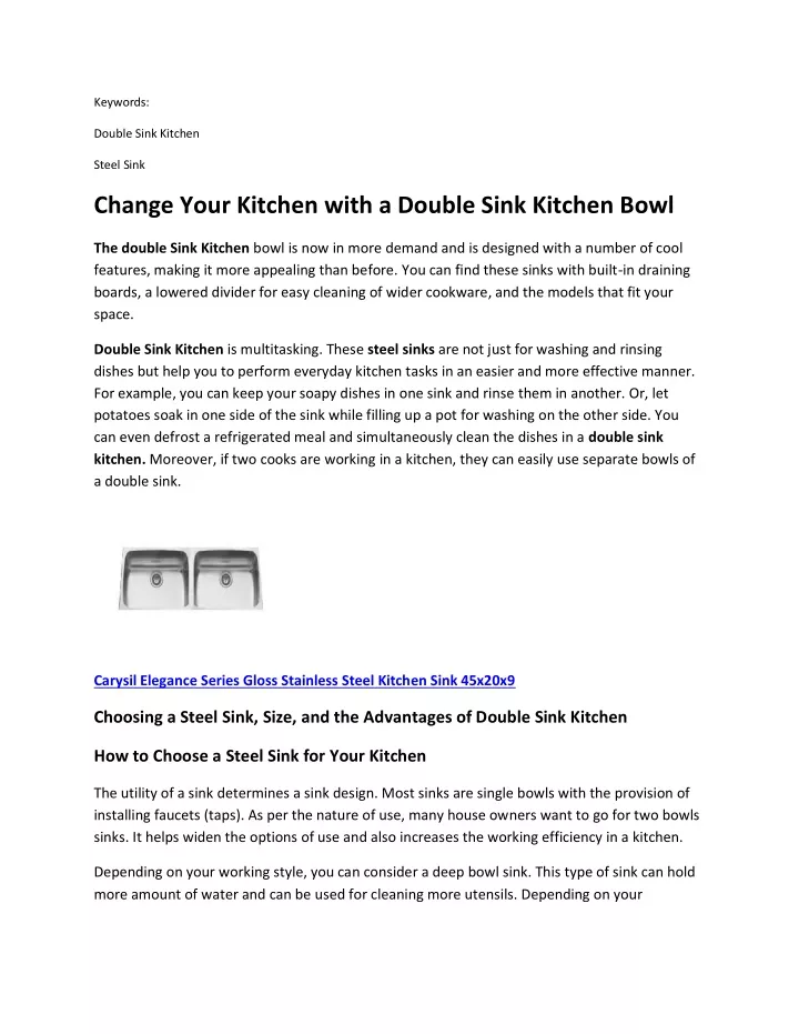PPT Change Your Kitchen with a Double Sink Kitchen Bowl PowerPoint