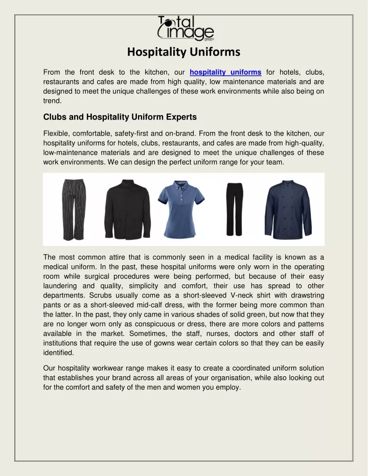 PPT Hospitality Uniforms PowerPoint Presentation, free download ID