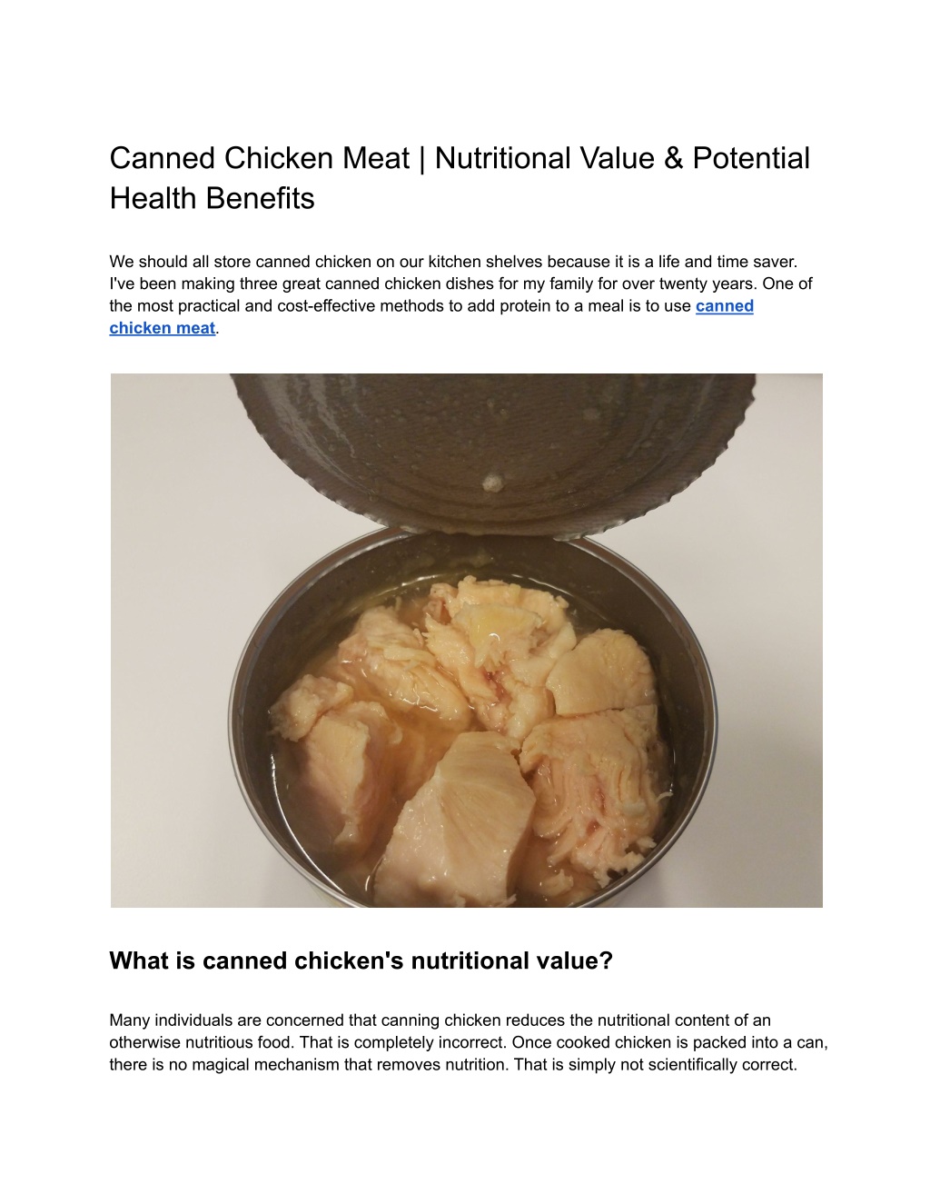 PPT Canned Chicken Meat Nutritional Value Potential Health