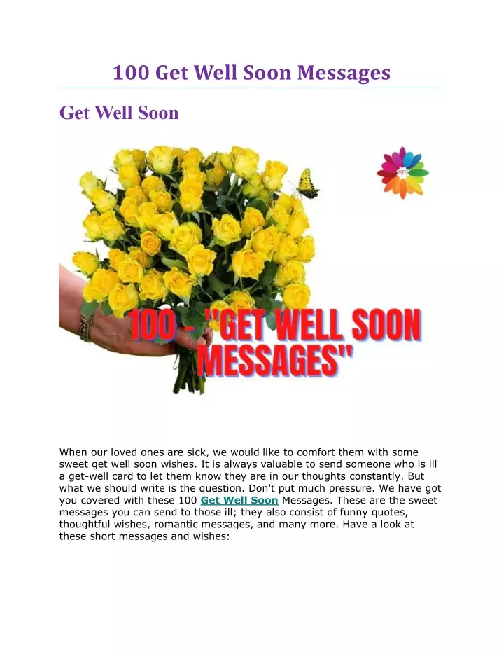 PPT - 100 Get Well Soon Messages PowerPoint Presentation, free download ...