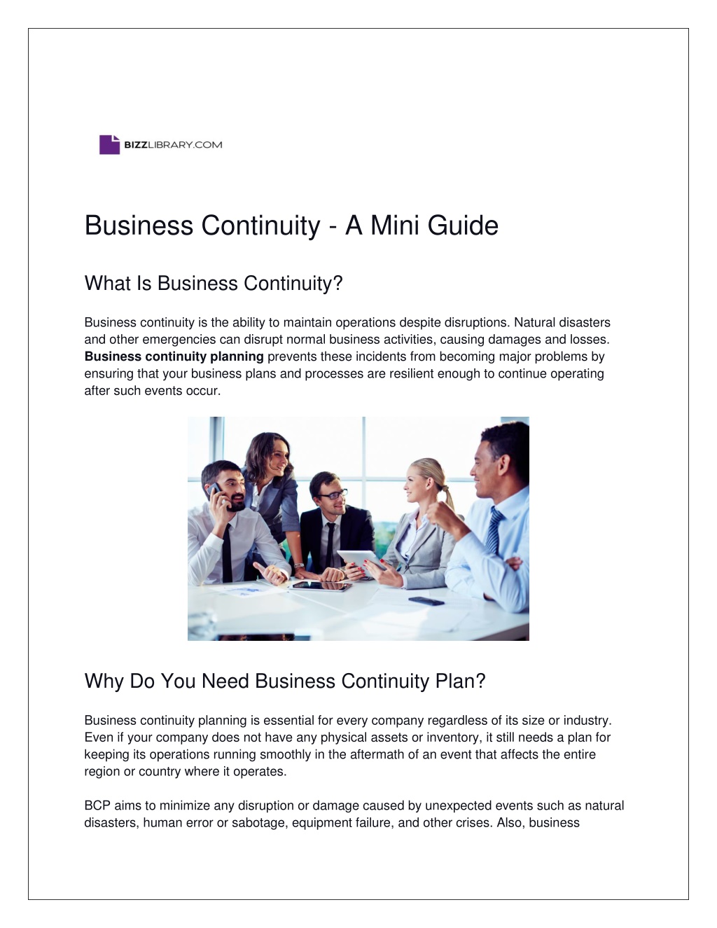 PPT - Business Continuity - A Mini Guide - Bizzlibrary PowerPoint ...