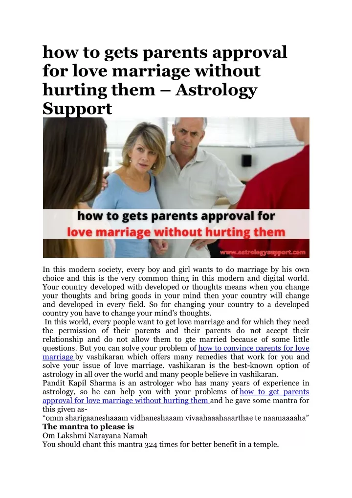 How To Get Parents Approval For Love Marriage