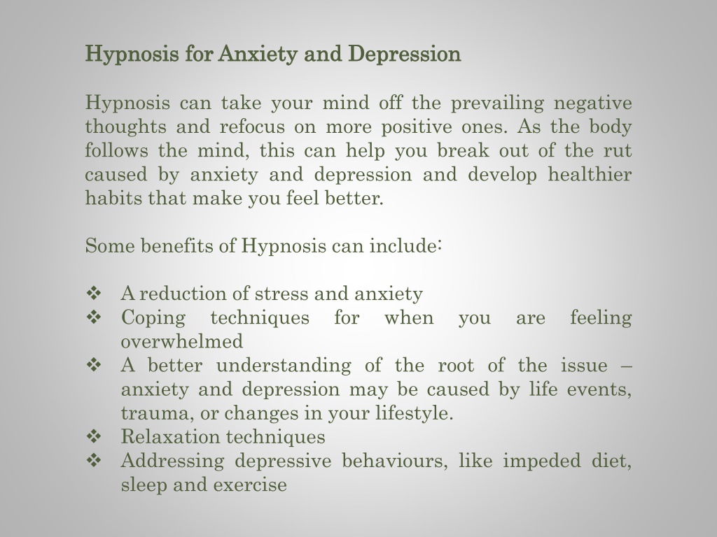 PPT - Hypnosis for Anxiety and Depression PowerPoint Presentation, free ...