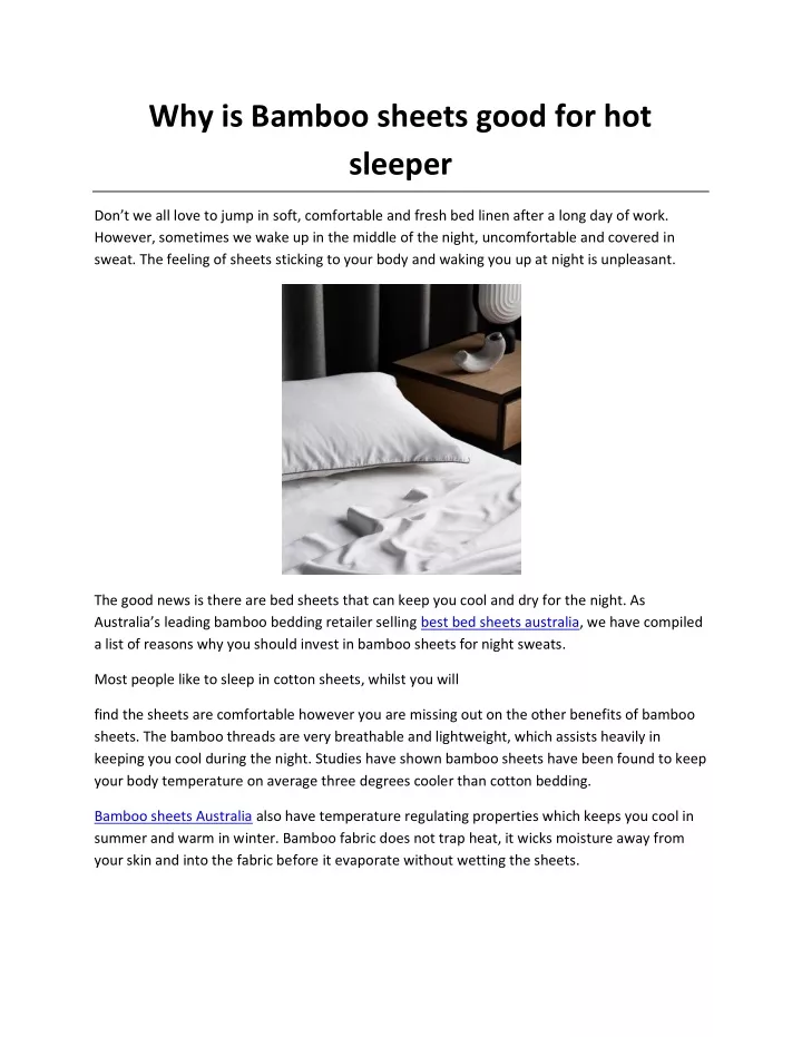 PPT Why is Bamboo sheets good for hot sleeper PowerPoint Presentation