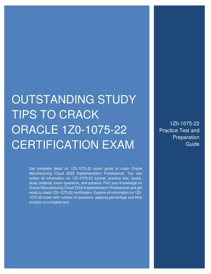 1z0-1075-22 Authorized Exam Dumps