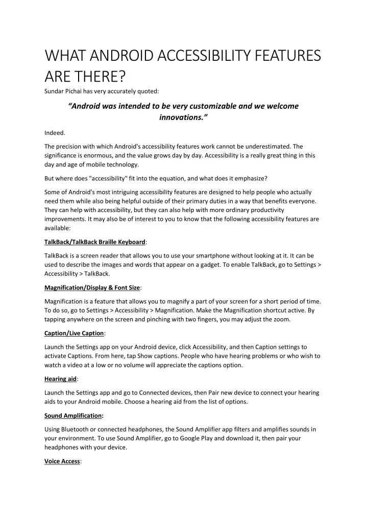 PPT WHAT ANDROID ACCESSIBILITY FEATURES ARE THERE PowerPoint