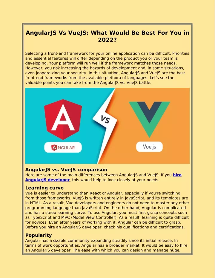 PPT AngularJS Vs VueJS What Would Be Best For You in 2022