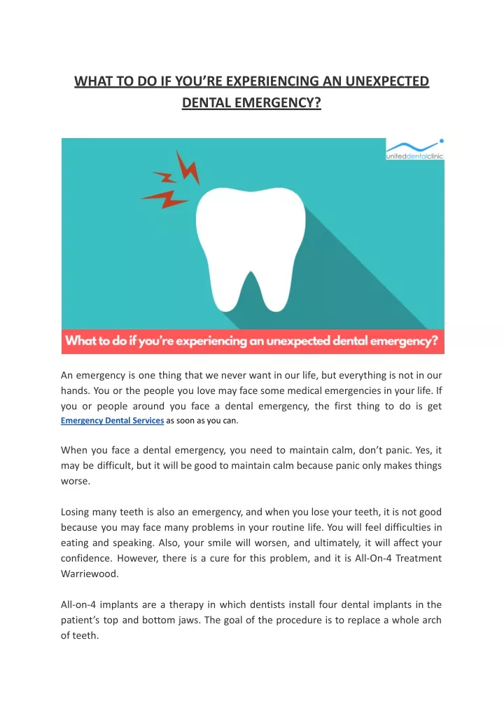Ppt What To Do If Youre Experiencing An Unexpected Dental Emergency