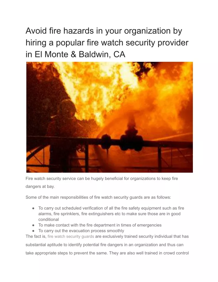 PPT Avoid fire hazards in your organization by hiring a popular fire