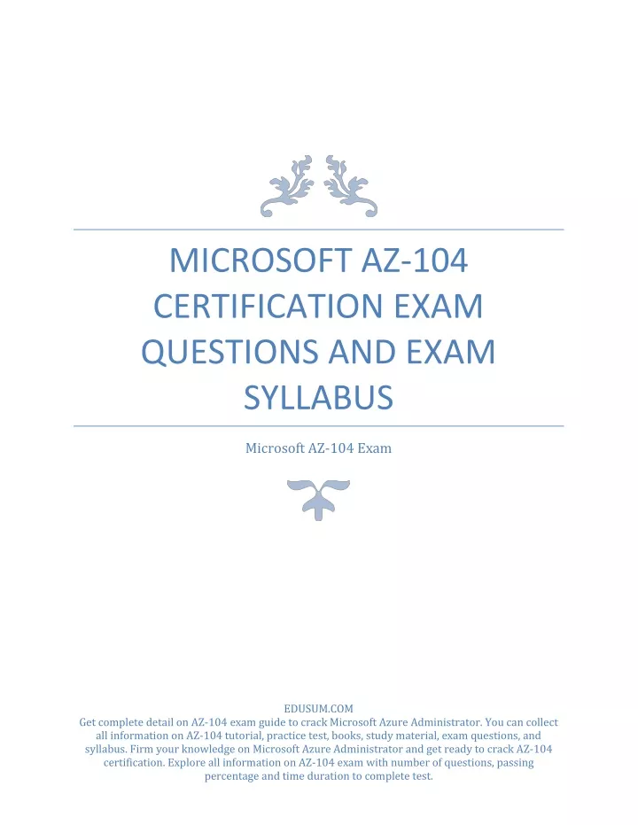 AZ-104 Certification Dump