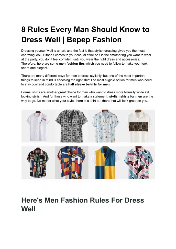 PPT - 8 Rules Every Man Should Know To Dress Well | Bepep Fashion ...