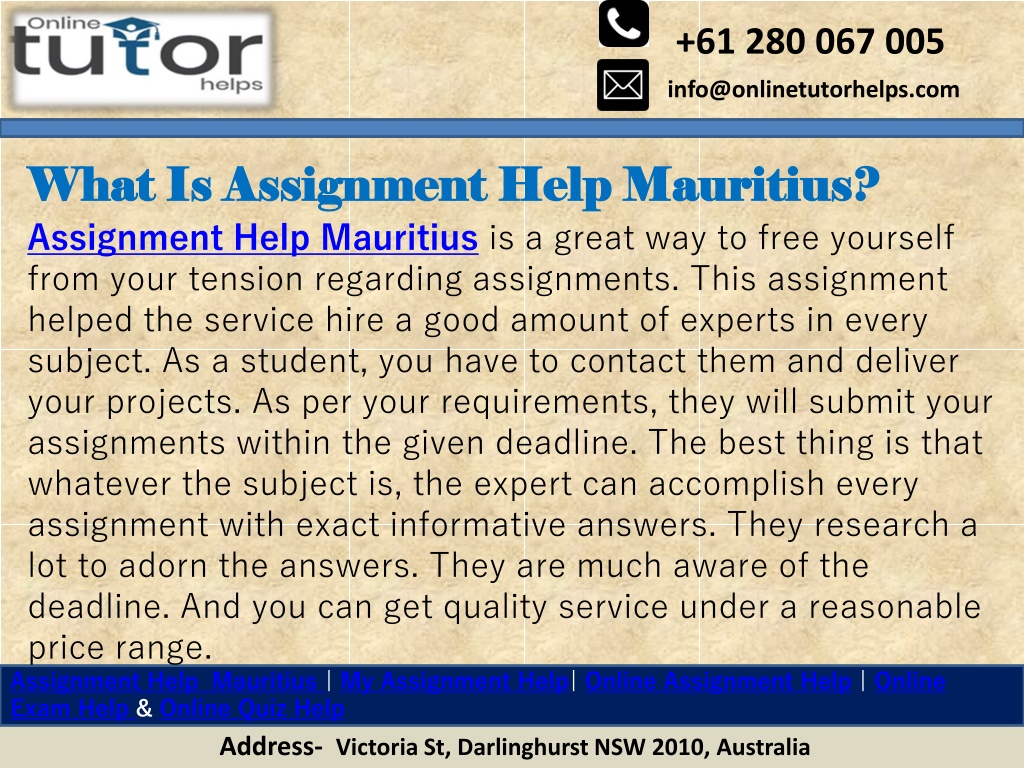 assignment help mauritius