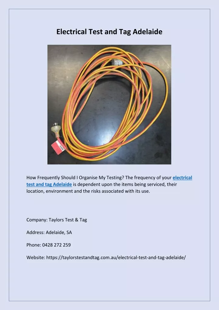 PPT Electrical Test and Tag Adelaide PowerPoint Presentation, free