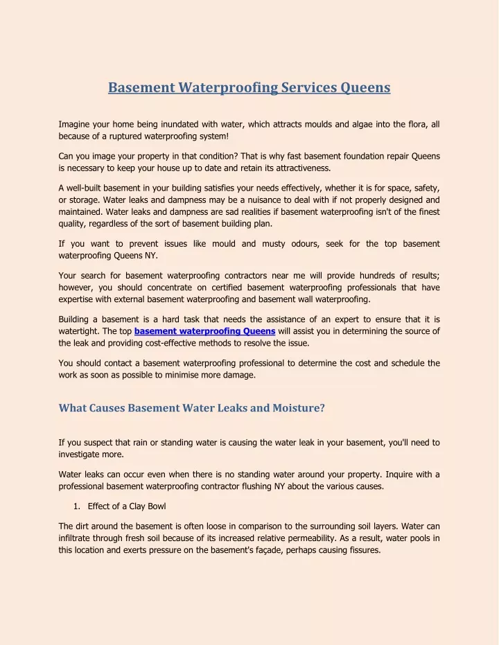 PPT Basement Waterproofing Services Queens PowerPoint Presentation