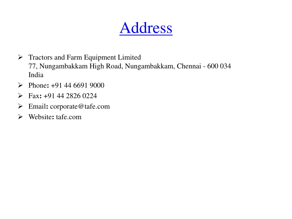 PPT TAFE Tractors and Farm Equipment Limited Tractors, Harvesters