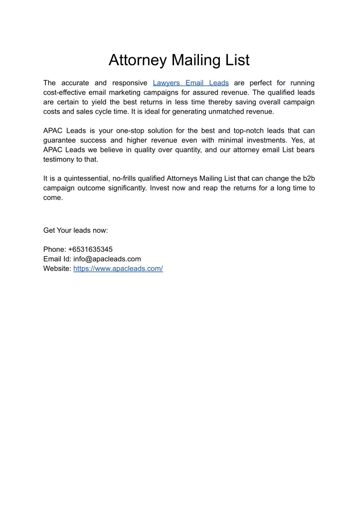 PPT Attorney Mailing List PowerPoint Presentation, free download ID