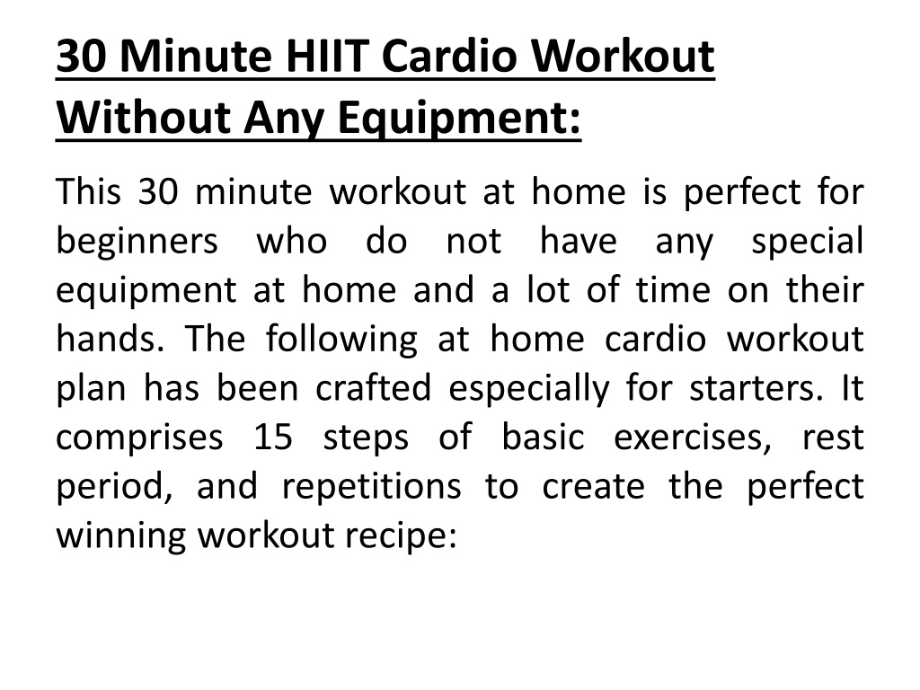 PPT 30 Minute Cardio Workout at Home PowerPoint Presentation, free