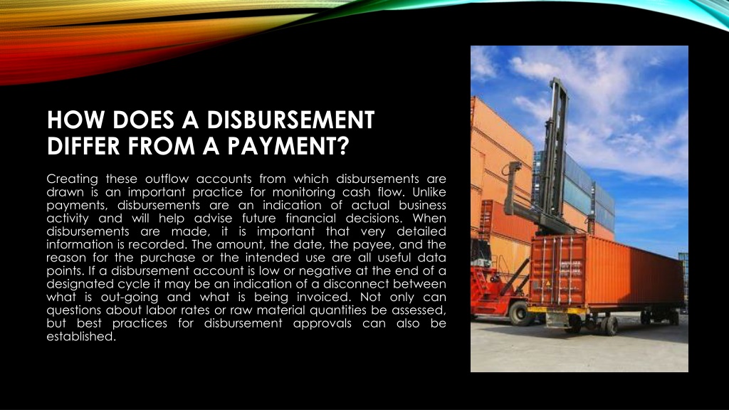 PPT - The difference between payments and disbursements PowerPoint ...