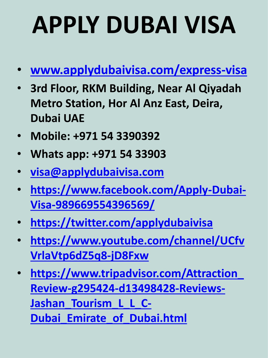 Ppt Apply For A Dubai Visa Online Powerpoint Presentation Free