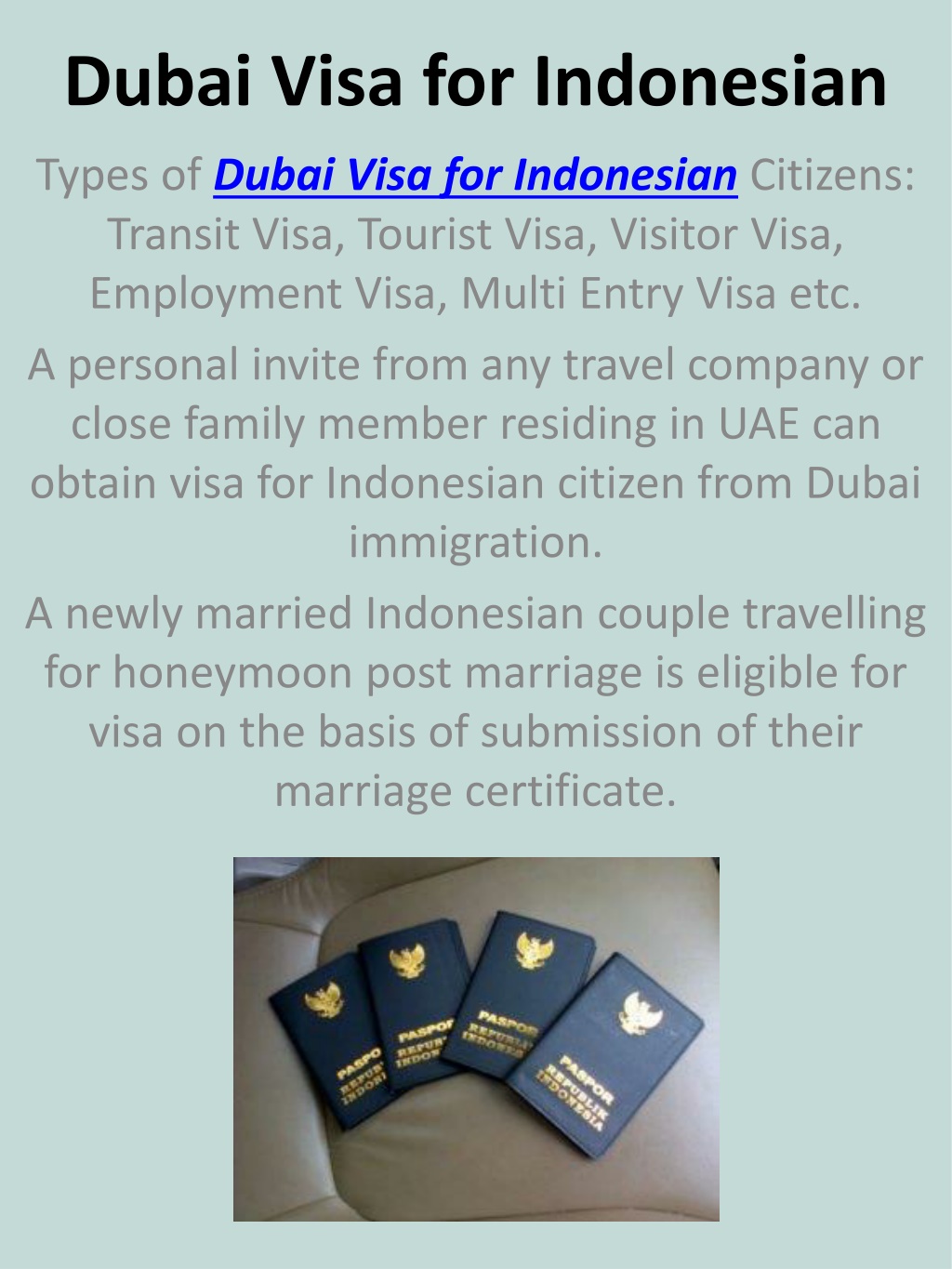 indonesian visit visa from dubai