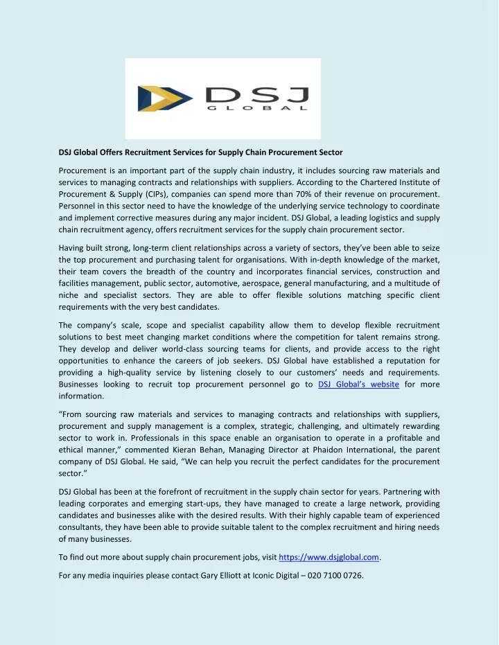 PPT - DSJ Global Offers Recruitment Services for Supply Chain ...