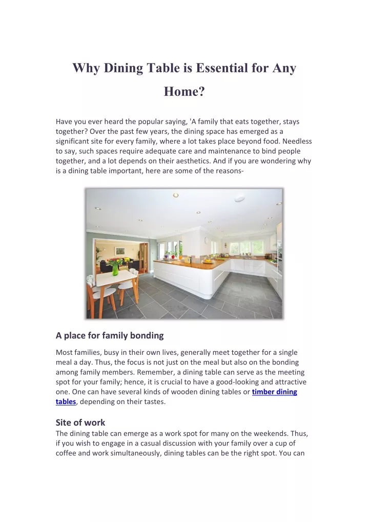 PPT Why dining table is essential for any home PowerPoint