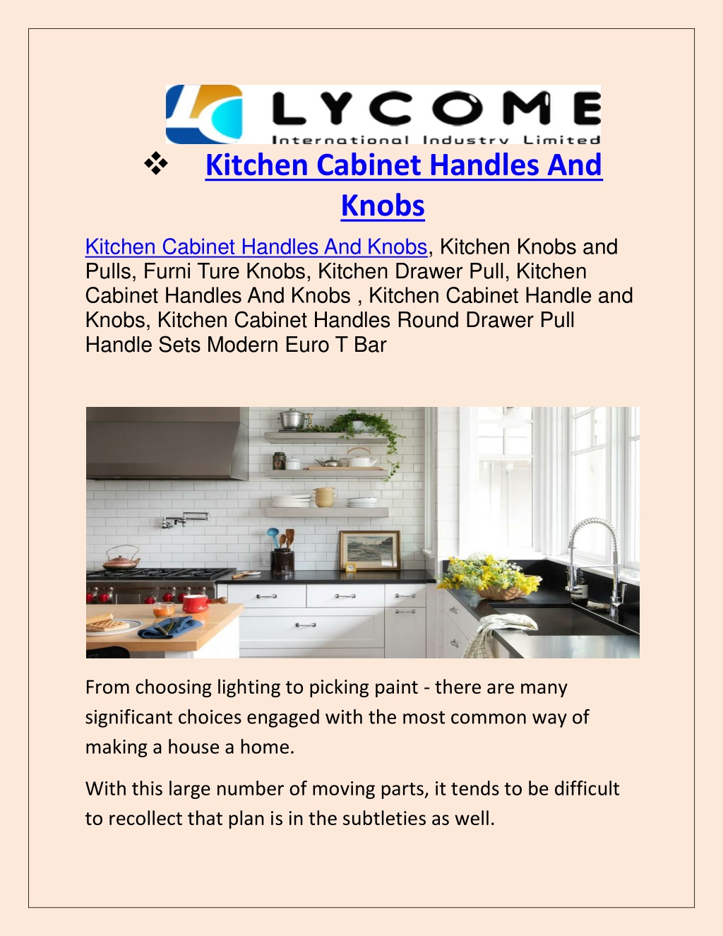 PPT Kitchen Handles And Knobs PowerPoint Presentation, free