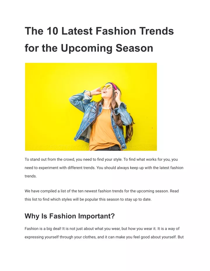 PPT - The 10 Latest Fashion Trends for the Upcoming Season PowerPoint ...