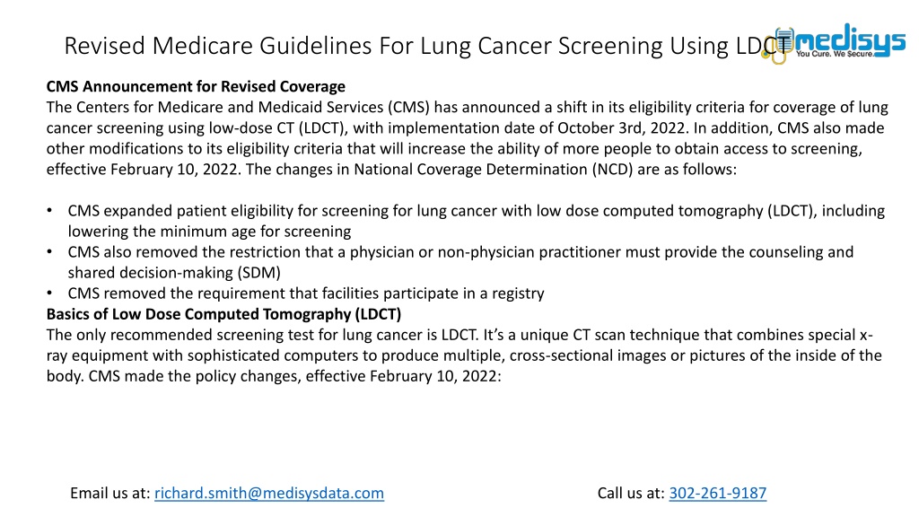 PPT - Revised Medicare Guidelines For Lung Cancer Screening Using LDCT ...