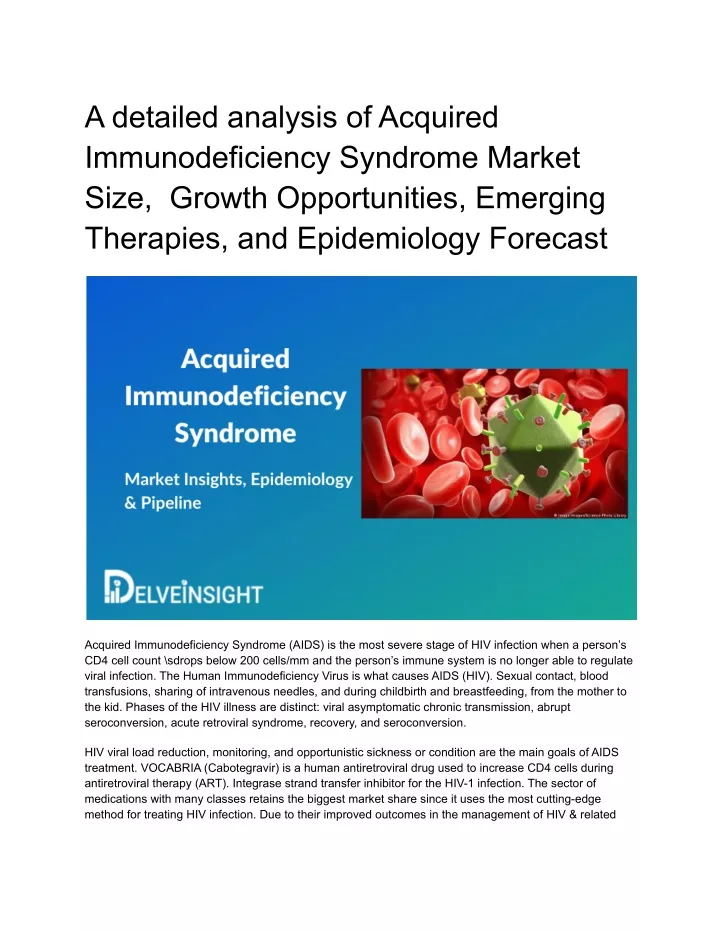 PPT - Acquired Immunodeficiency Syndrome Market Insights And ...